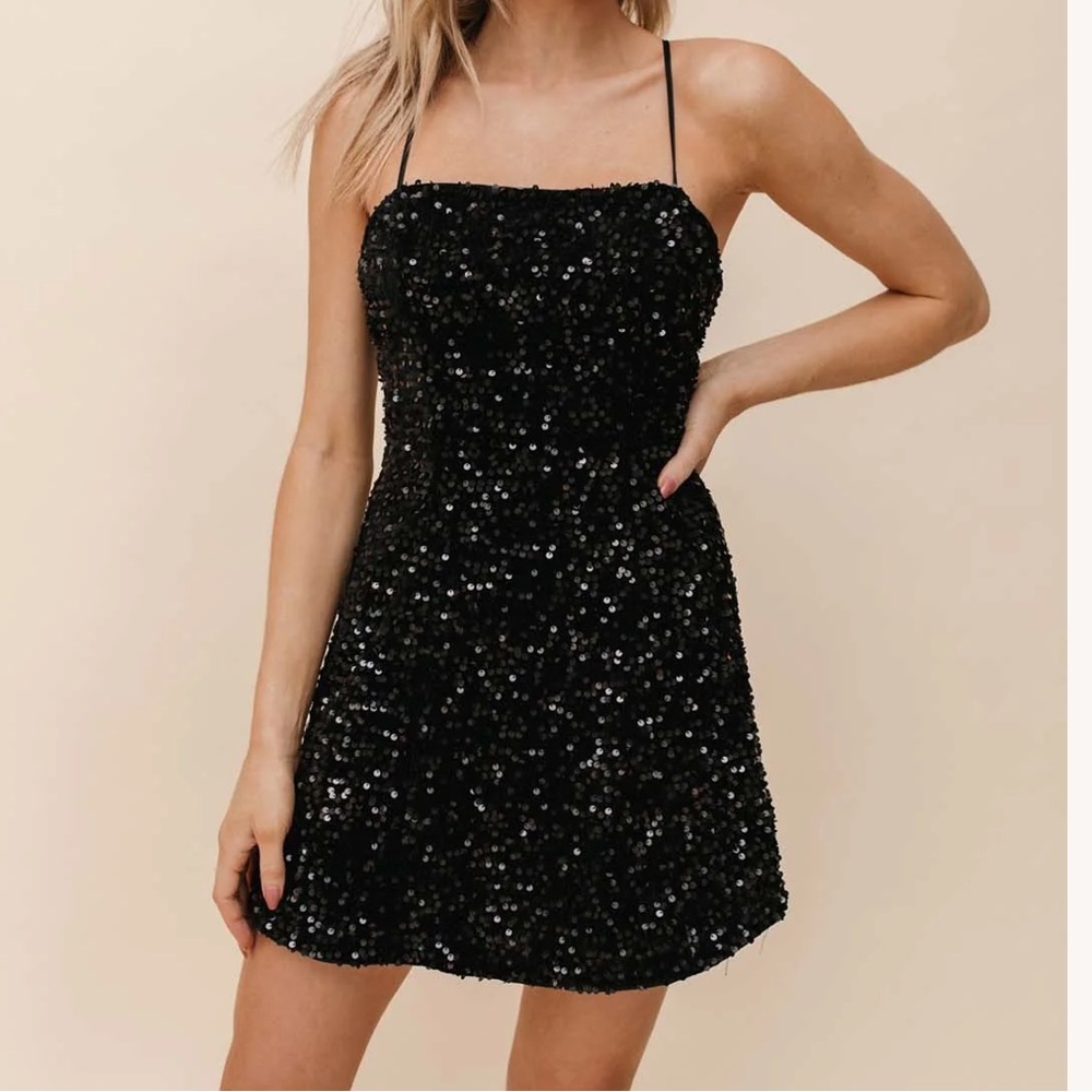Black sequin mini dress